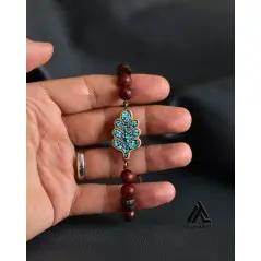 دستبند فیروزه کوبی شده برگ بلوط