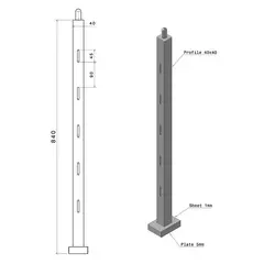 پایه نرده میانی آهنی مدل St2200