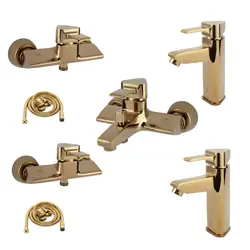 ست شیرآلات کسری مدل مهتاب  طلایی مجموعه 7 عددی