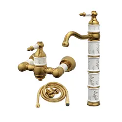 ست شیرآلات کسری مدل توکیو  سفید طلایی مجموعه 3 عددی