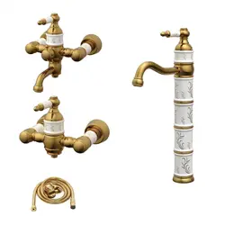 ست شیرآلات کسری مدل توکیو سفید طلایی مجموعه 4 عددی