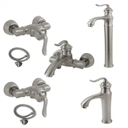 ست شیرآلات کسری مدل دانوب  مجموعه  7  عددی کروم مات