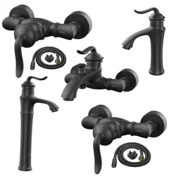 ست شیرآلات کسری مدل دانوب مجموعه 7 عددی  مشکی مات