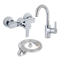 ست شیرآلات کسری مدل امگا  مجموعه 3 عددی کروم