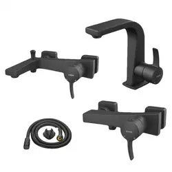 ست شیرآلات کسری مدل فیروزه مجموعه 4 عددی مشکی مات