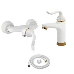 سری شیرآلات کسری مدل رابین مجموعه 3 عددی  سفید طلایی