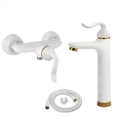 سری شیرآلات کسری مدل رابین مجموعه 3 عددی سفید طلایی