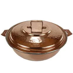 ماهیتابه مسی چکشی درب دار 10 نفره | فروشگاه چاقوی مرادی