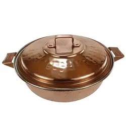 ماهیتابه مسی چکشی درب دار 6 نفره | فروشگاه چاقوی مرادی