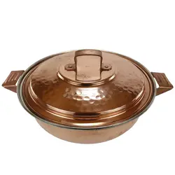 ماهیتابه مسی چکشی درب دار 4 نفره | فروشگاه چاقوی مرادی