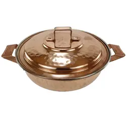 ماهیتابه مسی چکشی درب دار 2 نفره | فروشگاه چاقوی مرادی