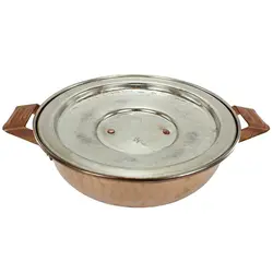 ماهیتابه مسی چکشی درب دار 2 نفره | فروشگاه چاقوی مرادی