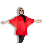 شومیز خفاشی جنس حریر رنگ قرمز(ارسال رایگان)