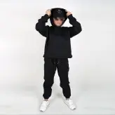 ست هودی و شلوار مدل کراپ رنگ مشکی(ارسال رایگان)