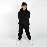 ست هودی و شلوار مدل کراپ رنگ مشکی(ارسال رایگان)