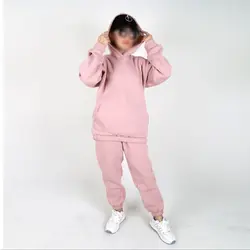 ست هودی و شلوار مدل جیب دار رنگ صورتی(ارسال رایگان)
