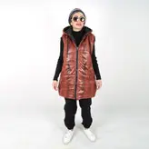 پافر زنانه پافر دخترانه مدل پوست ماری رنگ قهوه ای (ارسال رایگان)