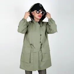 بارانی زنانه بارانی دخترانه جنس کتان رنگ سبز (ارسال رایگان)