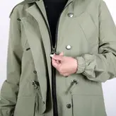 بارانی زنانه بارانی دخترانه جنس کتان رنگ سبز (ارسال رایگان)