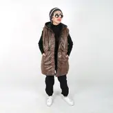 پافر زنانه پافر دخترانه مدل پوست ماری رنگ شکلاتی (ارسال رایگان)