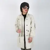 بارانی زنانه بارانی دخترانه جنس کتان رنگ شیری (ارسال رایگان)