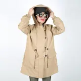 بارانی زنانه بارانی دخترانه جنس کتان رنگ کرم (ارسال رایگان)