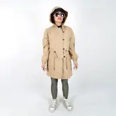 بارانی زنانه بارانی دخترانه جنس کتان رنگ کرم (ارسال رایگان)