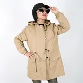 بارانی زنانه بارانی دخترانه جنس کتان رنگ کرم (ارسال رایگان)