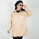 تونیک زنانه مدل ریش ریش رنگ کرم (ارسال رایگان)