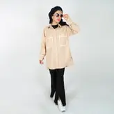 تونیک زنانه مدل ریش ریش رنگ کرم (ارسال رایگان)