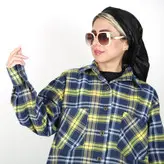 تونیک زنانه چهارخانه مدل زیبا رنگ زرد (ارسال رایگان)