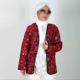 مانتو کتی گیلدخت جنس تافته رنگ قرمز مدل آتری(ارسال رایگان)