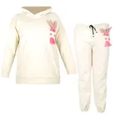 ست هودی و شلوار مدل خرگوشی رنگ شیری (ارسال رایگان)