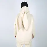 ست هودی و شلوار مدل خرگوشی رنگ شیری (ارسال رایگان)