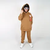 ست هودی و شلوار مدل خرگوشی رنگ قهوه ای (ارسال رایگان)