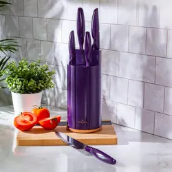 سرویس چاقو استندی کاراجا مدل Retro بنفش - اروم‌کاراجا