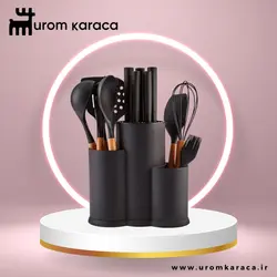 سرویس چاقو 14 پارچه کاراجا مدل Burby Wood مشکی - اروم‌کاراجا