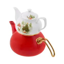 کتری قوری امسان مدل کریسمس Christmas قرمز - اروم‌کاراجا