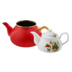 کتری قوری امسان مدل کریسمس Christmas قرمز - اروم‌کاراجا