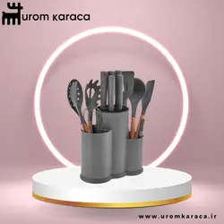 سرویس چاقو 14 پارچه کاراجا مدل Burby طوسی - اروم‌کاراجا