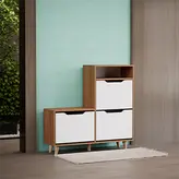 جاکفشی پایه دار داشبوردی کشودار سه درب نشیمندار (ام دی اف) MDF