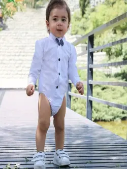 بادی مجلسی پسرانه سفید پاپیون دار