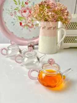 قوری زعفران مدل گل صورتی