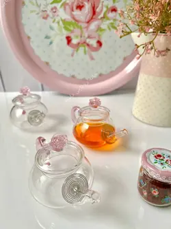 قوری زعفران مدل گل صورتی