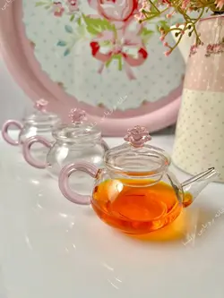 قوری زعفران مدل گل صورتی