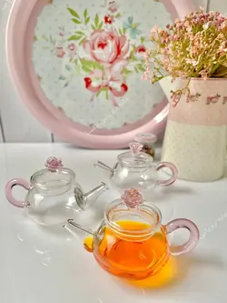 قوری زعفران مدل گل صورتی