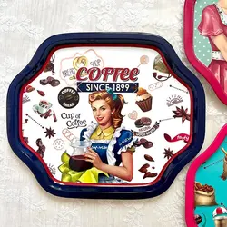 سینی فلزی چندضلعی طرح  کلاسیک مادام کوکو- پاپ ارت