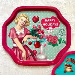 سینی فلزی چندضلعی طرح  کلاسیک مادام کوکو- پاپ ارت