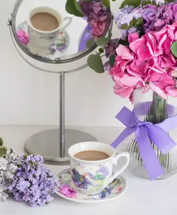 فنجان چای خوری طرح لاوندر به همراه نعلبکی