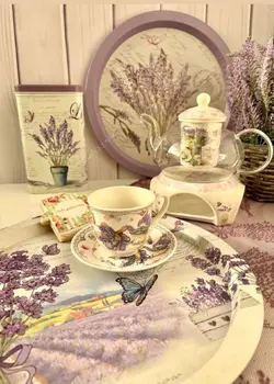 فنجان چای خوری طرح لاوندر به همراه نعلبکی